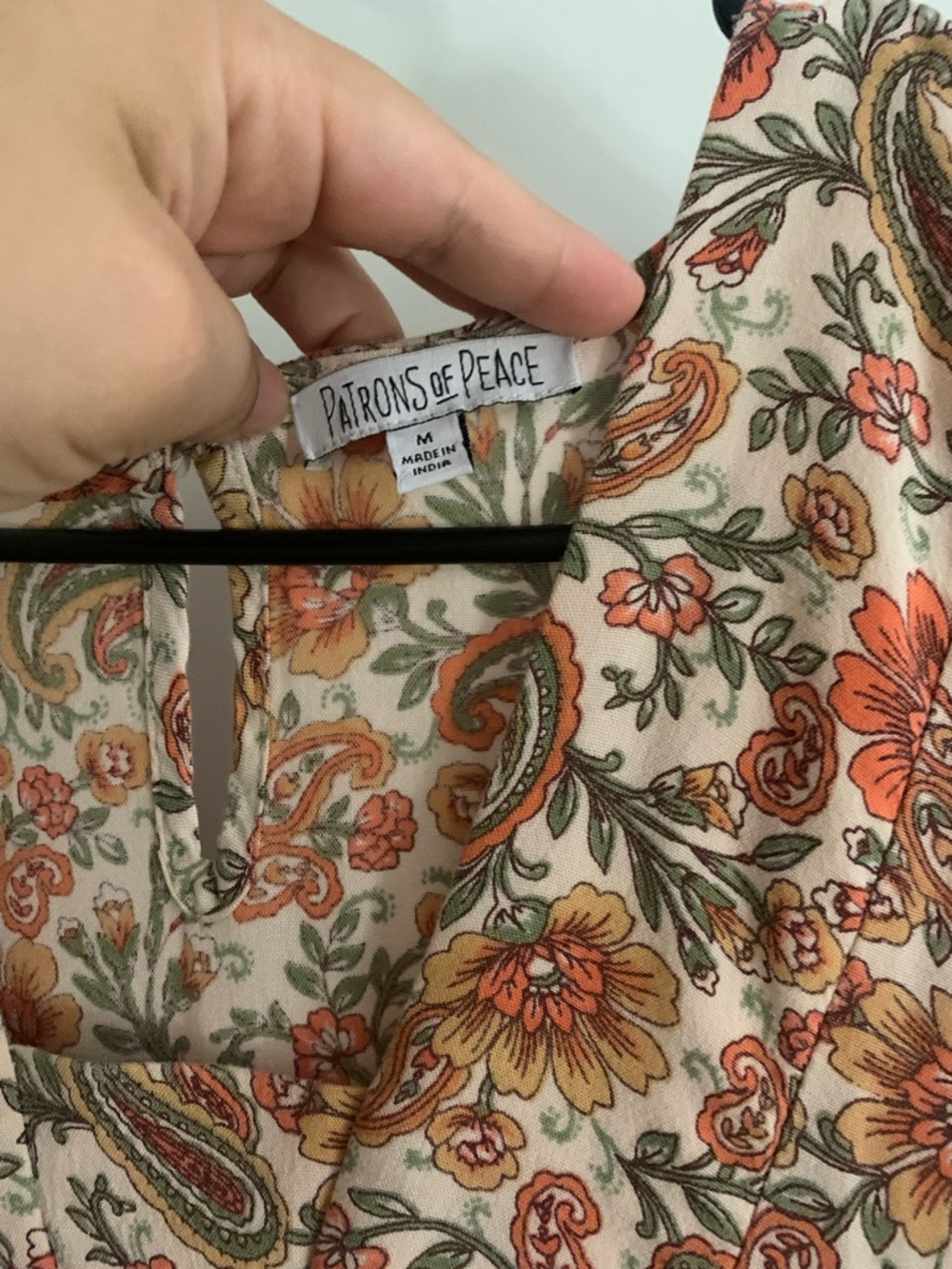 Patrons of Peace Cream Floral Paisley Midi Dress with Rust and Olive Accents - Picture 3 of 3